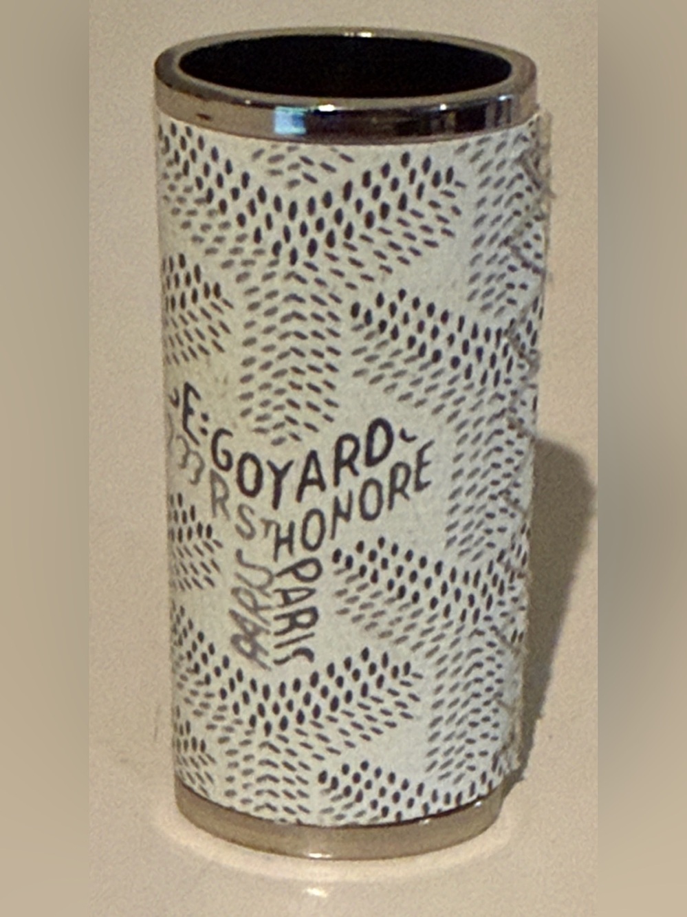 Goyard White and Gray Metal Full Size Lighter Case
